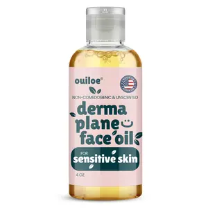 Dermaplane Oil for Sensitive Skin - Non Comedogenic Face Shaving Oil for Women - Safe for Acne Prone Skin - Hydrating, Fragrance Free, Natural, Hypoallergenic for Pre & Post Dermaplaning 4oz by Ouiloe