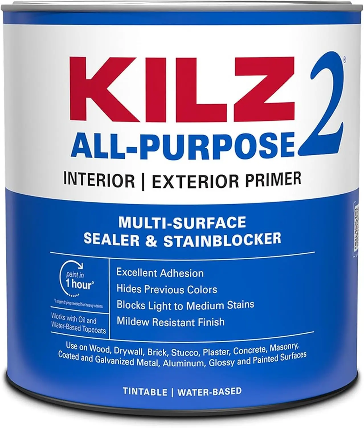 KILZ 2 ALL PURPOSE 1 qt. White Interior/Exterior Multi-Surface Primer, Sealer, and Stain Blocker