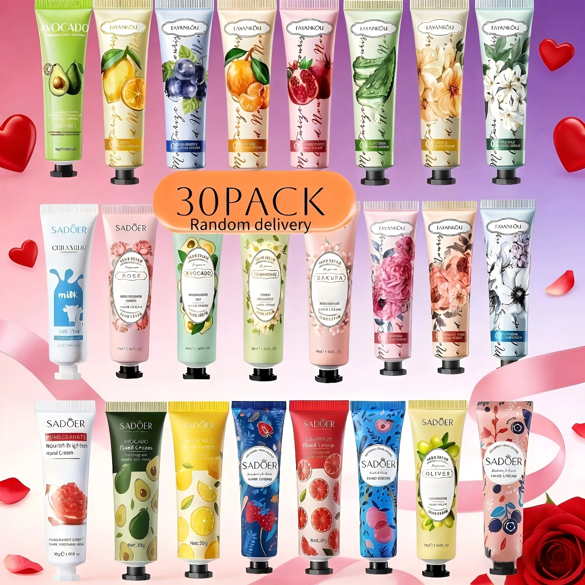 SADOER 30-piece Hand Cream Set, Shipped Randomly - Winter Moisturizing Plant-scented Lotion, Suitable For Dry And Cracked Hands And Body - Hand Care Moisturizing Cream, Mini Hand Cream Travel Set, Wedding Season, Wedding Favors