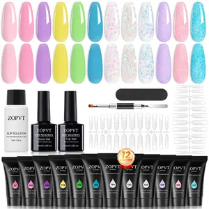 12 Color Nail Extension Gel Set with Tools Kit, UV LED Gel for Salon & Home Use, Perfect Valentine Gift Idea, Polygel Nail Kit Complete