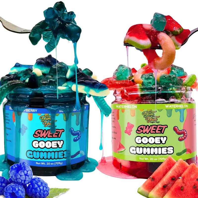 Yum Yum Gooey Gummies Blue Raspberry Wild Cherry Green Apple Sour