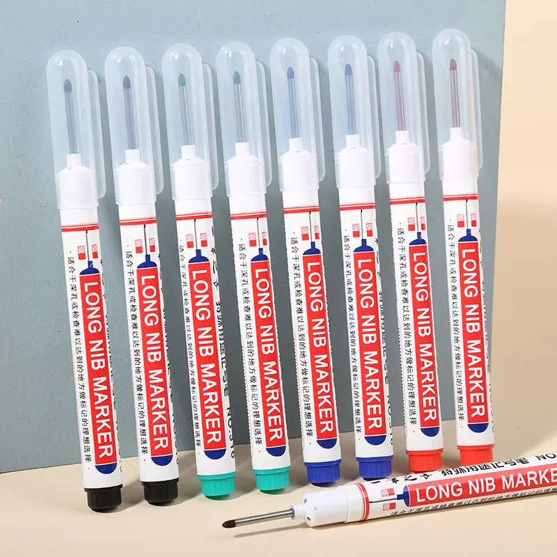 Multi-purpose Deep Hole Marker Pens LongNosed Marker Deep Drill Hole Long Nib Scriber Waterproof Mechanical Carpentry ColorfulMarker Pen for Woodworking HardwareDecoration Construction