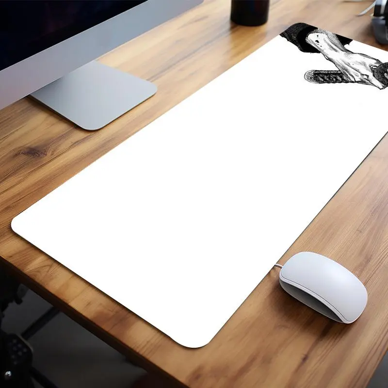 Samurai Sword Ink Sketch Design Mouse Pad, 1 Count Rectangle Gaming Mouse Pad, Non-Slip Rubber Base Stitched Edge Desk Pad for Home Office Game Desk Accessories, Cool Office Desk Gadgets, Computer Desk Mat