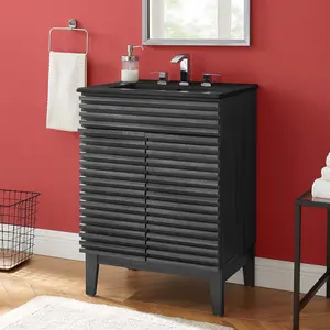 Modway Render 24" Bathroom Vanity in Charcoal Black