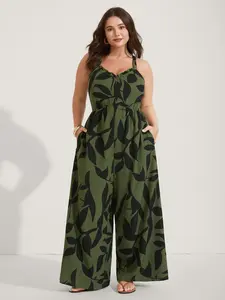 【Summer Turn-Up】BlOOMCHIC Plus Size Silhouette Floral Print Sweetheart Jumpsuit [1x-6x] 2026 Summer Pick for Mother's Day
