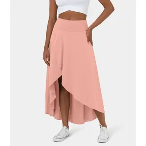 Halara Breezeful High Waisted High Low Ruffle 2-in-1 Flowy Quick Dry Casual Regular Maxi Skirt Gym Shorts #summervibes