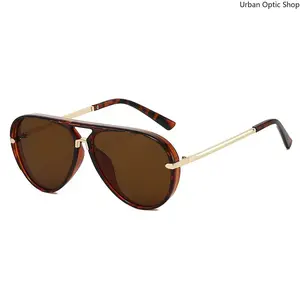 XUH Unisex Classic Aviator Sunglasses, Double Bridge Tortoiseshell Frame UV400 Polarized Protection, Retro Lightweight Shades for Driving Daily Outdoor Wear
