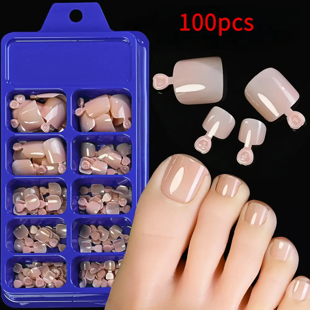 100 pieces of short square false toenails