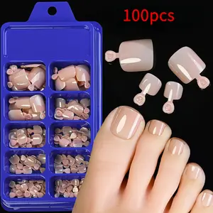 100 pieces of short square false toenails