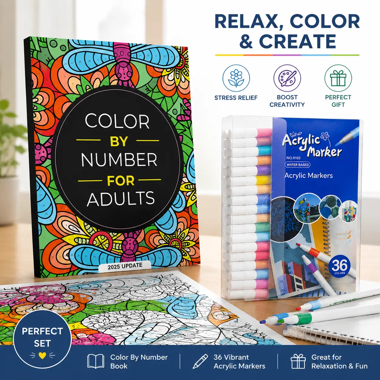 Color By Number for Adults: 75 Beautiful Designs for Stress Relief, Relaxation & Hours of Creative Fun