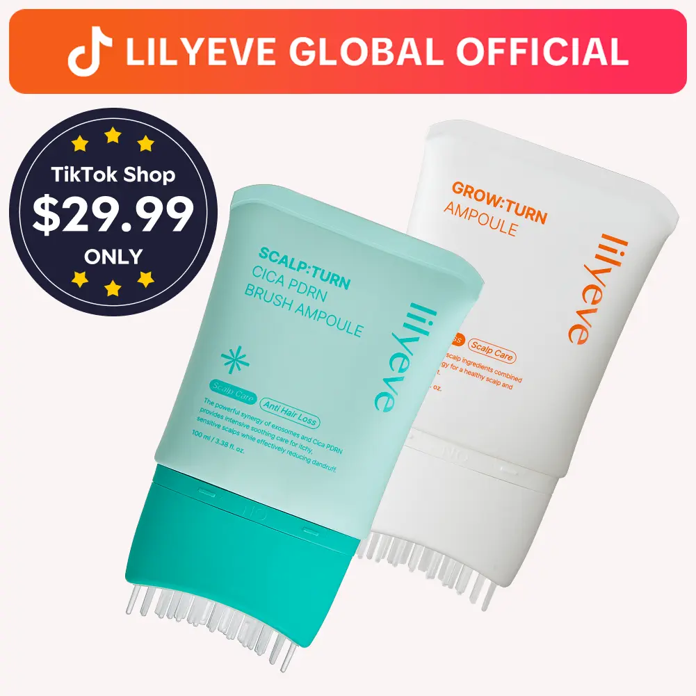 [LILYEVE] GROWTURN & SCALPTURN Hair Growth & Scalp Serum Duo | Hair Growth Serum & Cica PDRN Scalp Serum with Built-In Brushes Thicker Stronger Hair Regrowth Formula