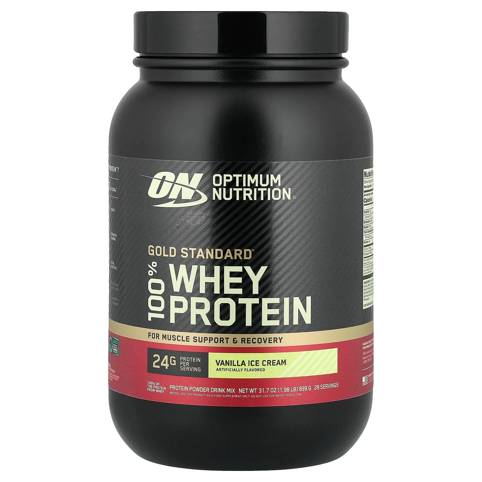 Optimum Nutrition Gold Standard® 100% Whey Protein, Vanilla Ice Cream, 1.98 lb (899 g)