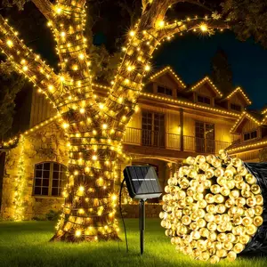 FLACCHI 39FT 100LED Solar-Powered Outdoor String Lights, Waterproof Fairy Lights with 8 Modes for Garden, Patio Decor