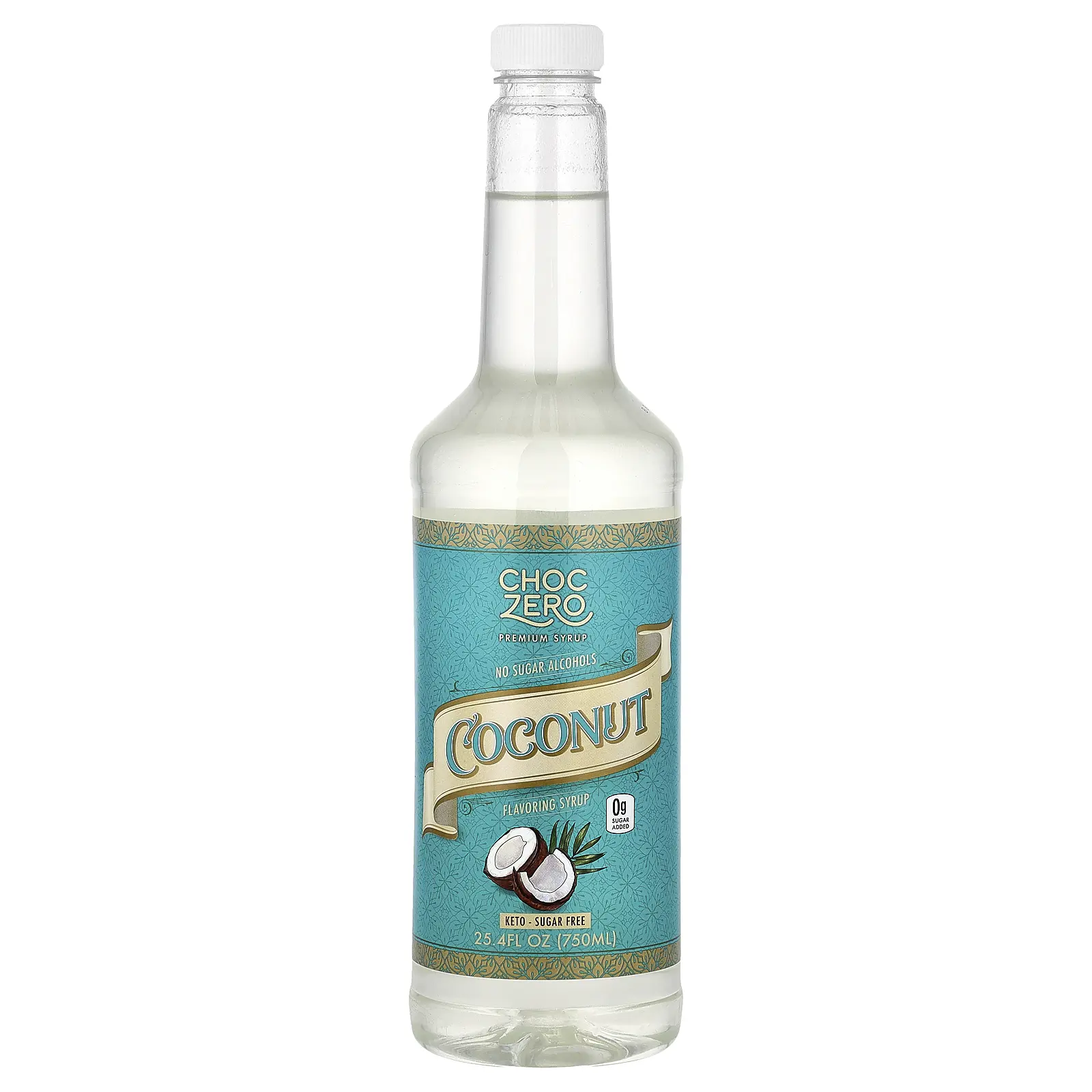 ChocZero Premium Syrup, Coconut, Sugar Free, 25.4 fl oz (750 ml)