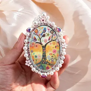 Metal Frame Refrigerator Magnet, Creative Oval Design, Home Decor Magnet, Ideal for Living Room, Study, Dining Room, Bedroom, Perfect Holiday Gift