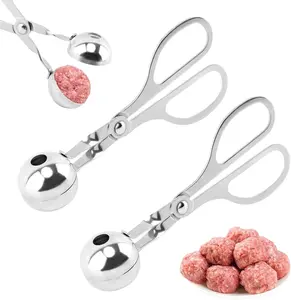 2PCS Meatball Maker Tool, 1.38" Diameter Manual Stainless Steel Meat Ball Maker Tool Meatball Scoop None-stick for Cake, Melon Fruits, Rice Mold Maker Kitchen Utensil Tool, Kitchen Gadget