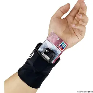 Unisex Zipper Wristband Pouch Reversible Runner Wrist Wallet Lightweight Storage Band for Running Walking Travel Fitness Daily Use
