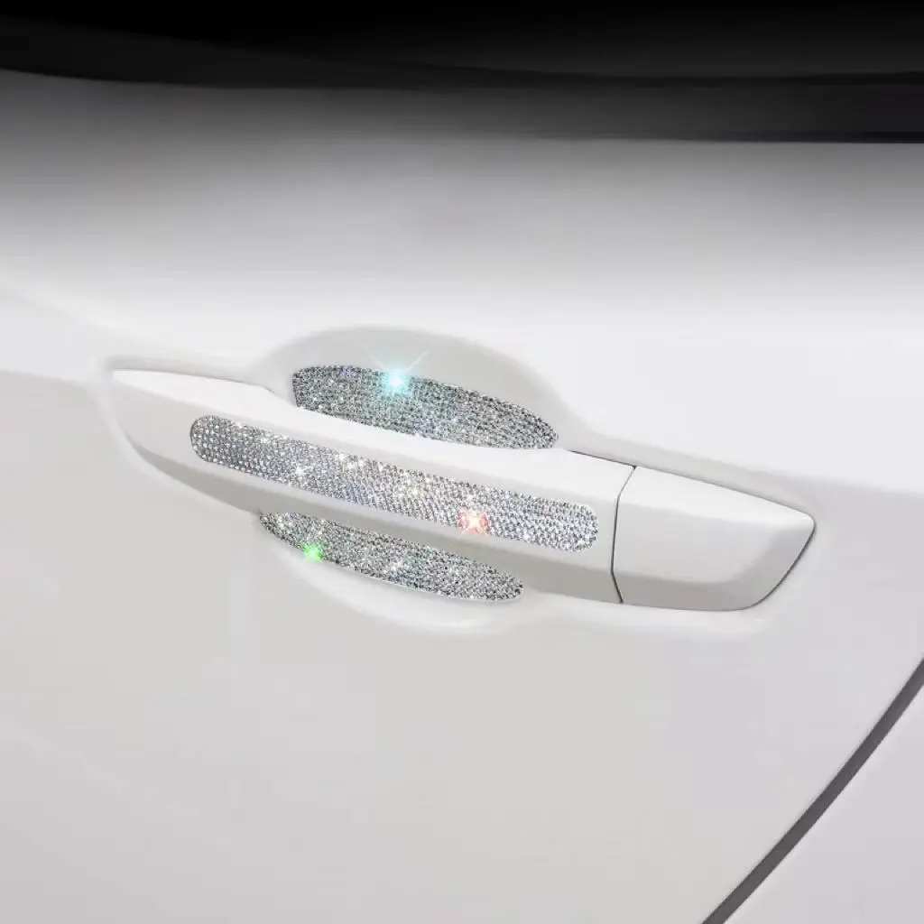Rhinestone Car Door Handle Protective Sticker, Shiny Decorative Decal, Car Exterior Accessories for Women, Automotive Decoration