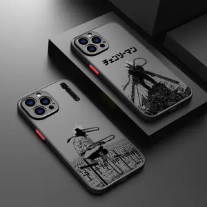 C-Chainsaw ManS Denji MAKIMA For iPhone 17 17Air 16E 16 15 14 13 12 11 mini Pro Max Plus Frosted Translucent Phone Case Funda