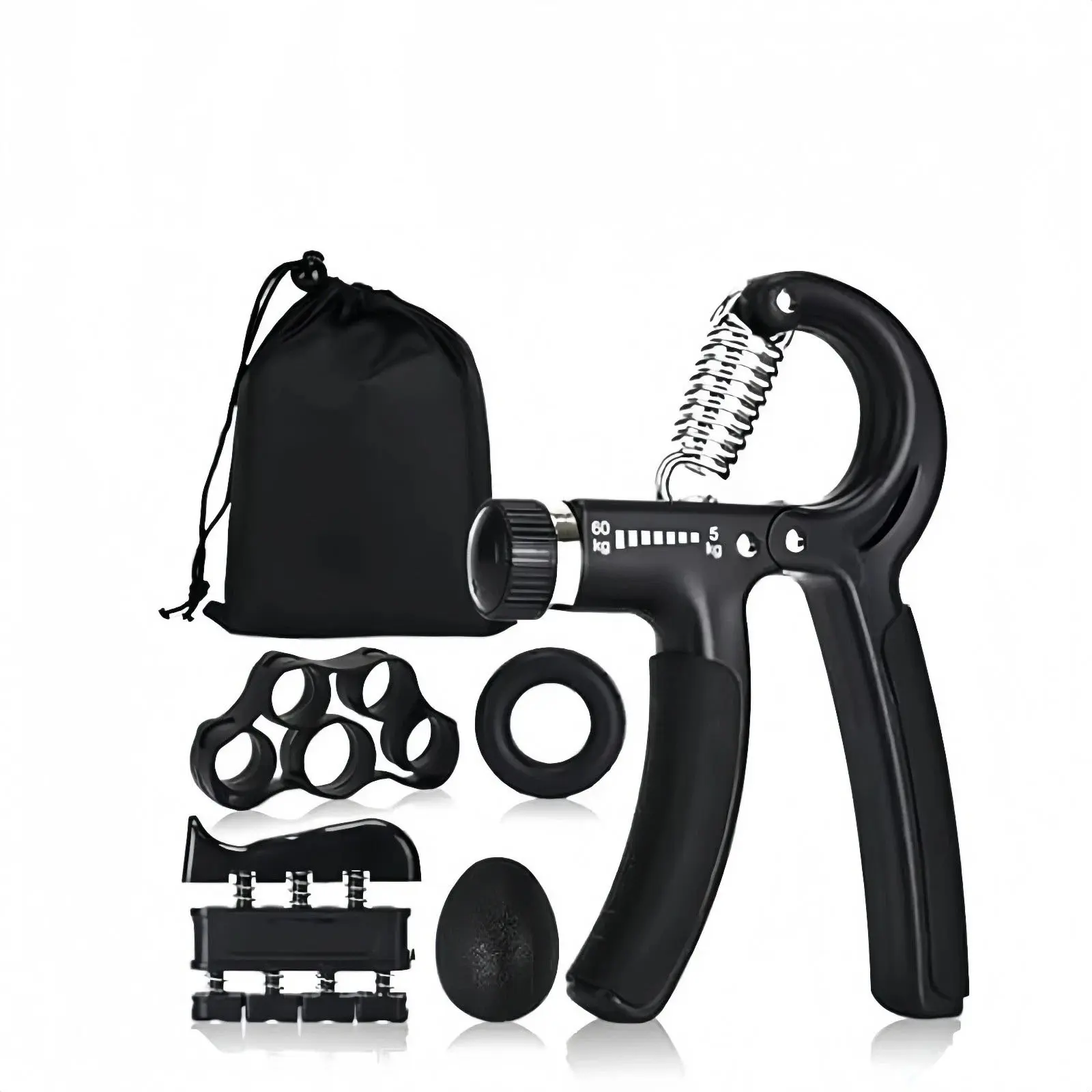 Hand Grip Trainer Set, 5-Piece Textured Rubber Forearm Exerciser with Adjustable Resistance for Home, Gym, Sports Training & Rehabilitation, Travel, Strength Training, Office