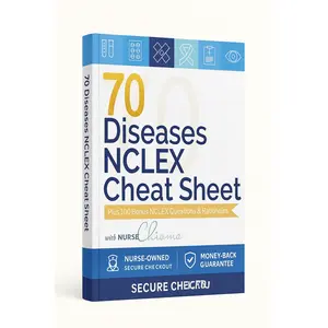 70 Diseases & Conditions NCLEX® Cheat Sheet Book + 100 Bonus Practice Questions- Black and White Interior