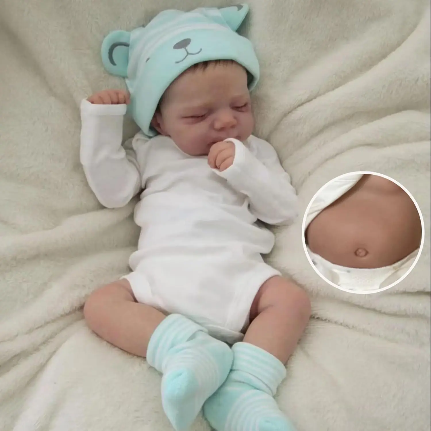 48cm 19inch Soft Vinyl Reborn Baby Girl Doll with 3D-Paint Skin, Visible Veins, and Real Sleeping Bebe Bathe Toy for Children Birthday Gift Reborndolls cute christmas