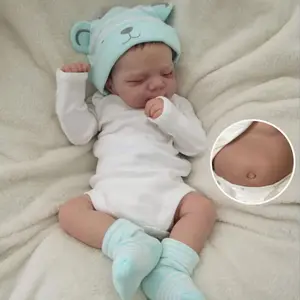 48cm 19inch Soft Vinyl Reborn Baby Girl Doll with 3D-Paint Skin, Visible Veins, and Real Sleeping Bebe Bathe Toy for Children Birthday Gift Reborndolls