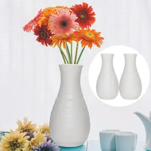 2pcs Nordic Vases - Contemporary Round Plastic Vases for Home & Office Decor, Party & Festival Centerpieces, No Batteries Needed, White, Vases for Centerpieces, Sleek Style, Elegant Craftsmanship, Versatile Decor Ornaments