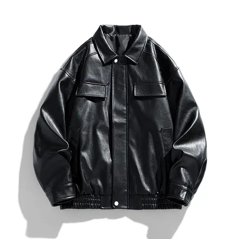 Casual Fashion Men's Jacket Trendy Loose Leather Coat