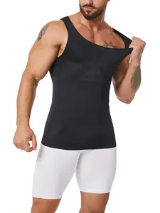 Men's Solid Round Neck Seamless Shapewear Tank Top, Casual Comfy Breathable Sleeveless Shapewear Top for Daily Wear, Men's Compression Shapewear Tops