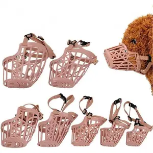 7PCS Softness Plastic Dog Muzzle, Anti Bite Adjustable Pet Basket, Dogs Training Mouth Cover Mesh Cage, Breathable Comfortable, for Small, Medium and Large Dogs Care