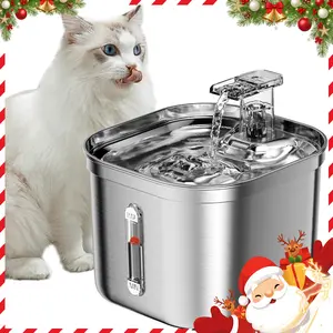 Cat Water Fountain, Stainless Steel Pet Water Fountain, Suitable for Indoor Cats, 3 Filters and Ultra-Quiet Pump, 2.2L/73oz Automatic Dog Water Fountain, Multiple Pet Water Fountain Square