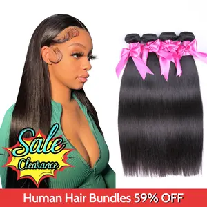 Brazilian Virgin Straight human hair bundles Hair Weaves bundles raw hair Straight Hair Extension Natural Color 3Bundles YAWAWE Hair real human hair