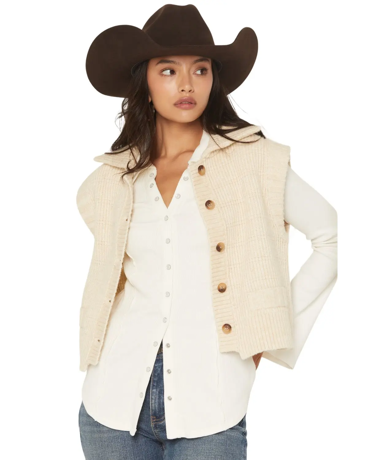 Cleo + Wolf Women's Women'S Button-Down Sweater Vest - Clfa25sw6-Snd