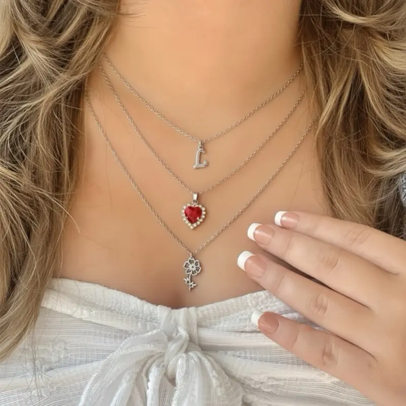 Personalized  Stainless Steel Layered Necklaces with Birth Stones, Birth Flowers, and Custom Initials - High Quality Fashion Jewelry for Women