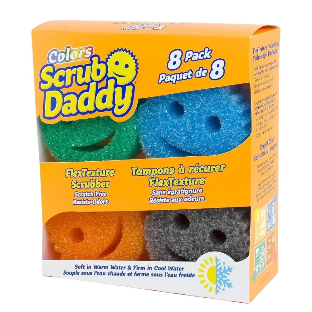 8-Pack Scrub Daddy Color Sponges, Home Care Scouring Pads for Kitchen Cleaning