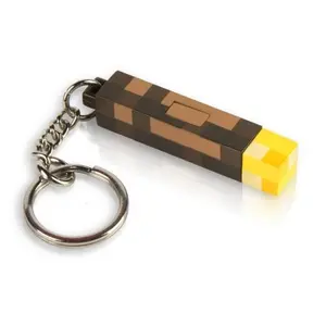 Minecraft Torch Light-Up Keychain USB Charging Funny Keyring Backpack Pendant
