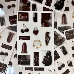 Chic Burgundy Love 3D Affirmation Glossy Sticker Set for Laptops Tablets Phones & Macbooks 12 Waterproof Stickers for Bedroom Decor Computers Cellphone Protective Casing