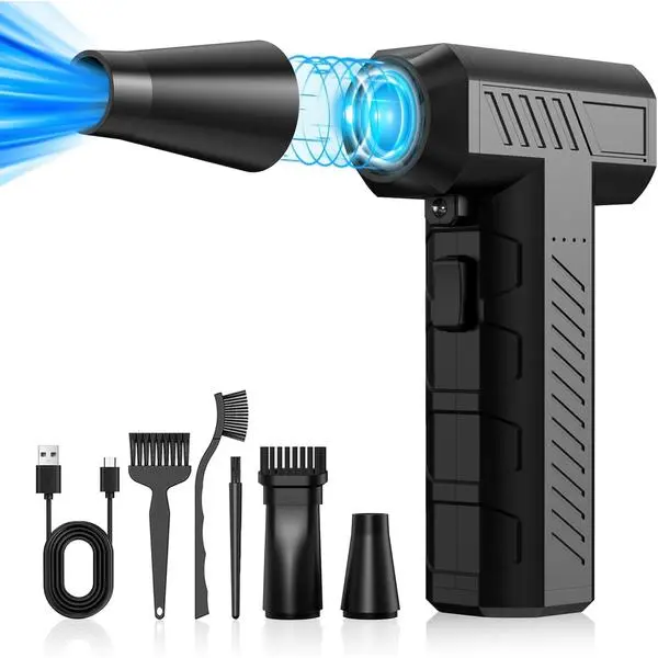CAGIWIRU Cordless Electric Compressed Air Duster - 150000RPM Turbo Fan, No Canned Jet Dry Blower for Keyboard, PC, Home Cleaning