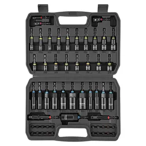 VEVOR Master Magnetic Impact Nut Driver Set 55PCS, Metric & SAE Sizes, with Socket Adapters, Bit Holder, Wing Nut Driver, Pivoting Nutsetter, Quick Release Extension, Power Bits, Storage Box