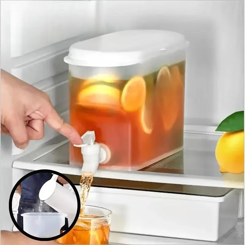 Large Capacity Fridge Water Dispenser with Faucet, 3.5-Liter Refrigerator Drink Cooler, Space Saving Airtight Beverage Pitcher, Home Kitchen Accessory, Plastic Water Pitcher