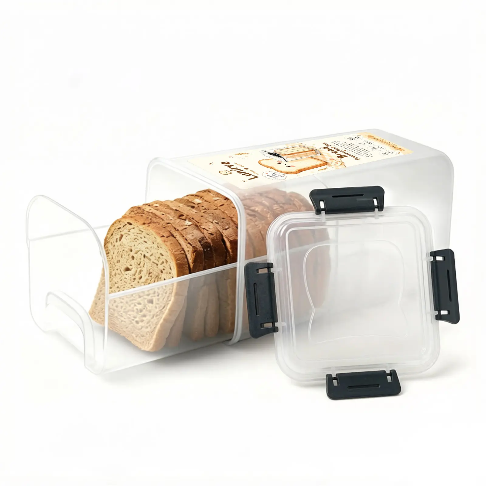 Plastic Bread Box with Pull Out Tray for Kitchen Homemade Loaves and Baked Goods Breads Storage with Airtight Lid Bread Container BPA Free