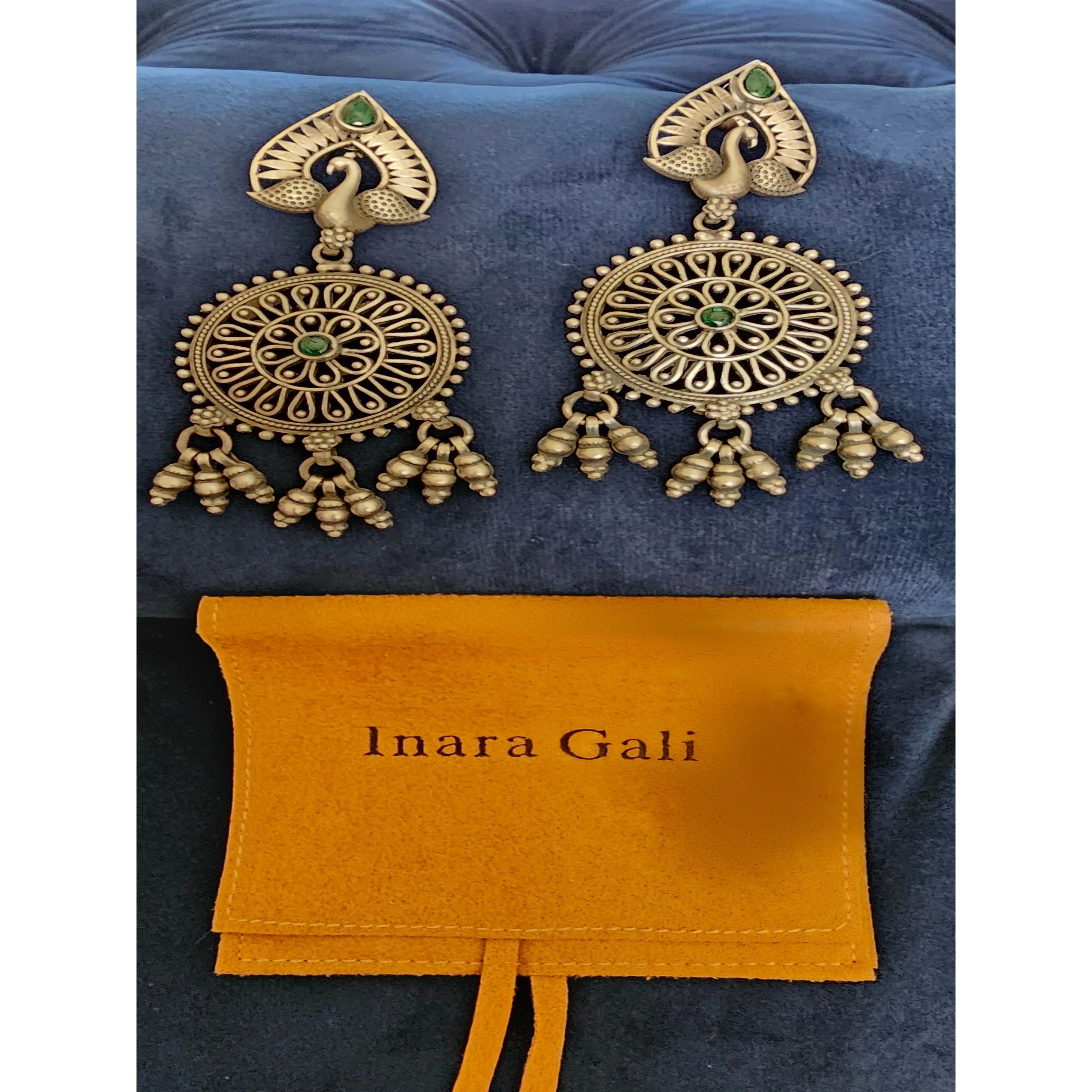 Peacock With Round Circle Oxidize Silver Jhumka Earring