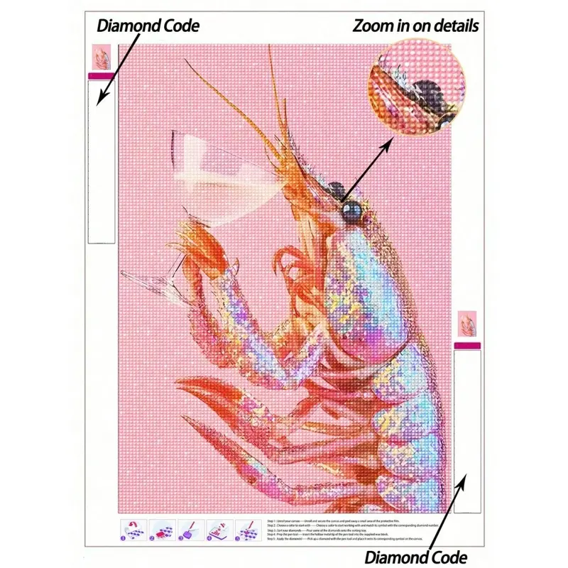 5D DIY Diamond Painting, Pink Tone Disco Style DIY Diamond Painting Set, The Shrimp Disco Ball Canvas Wall Art, Home Decor Diamond Painting, Mosaic Kit, Diamond Painting Kits, DIY Your Own Wall Art, Enjoy The Fun Of Handmaking, Crafts
