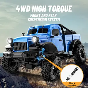 JJRC 1:18 Scale 4WD RC Car, 2.4G Remote-Controlled Off-Road Crawler Truck with Built-in Li-Ion Battery, Proportional Throttle & Realistic Pickup Model for Adults & Kids 12+