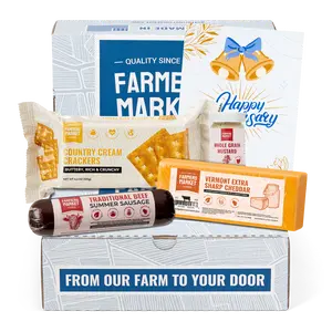 Farmers Market Foods Anniversary Charcuterie Sampler Gift Box with All-Natural Summer Sausage, Premium Wisonsin Cheese, and Crackers