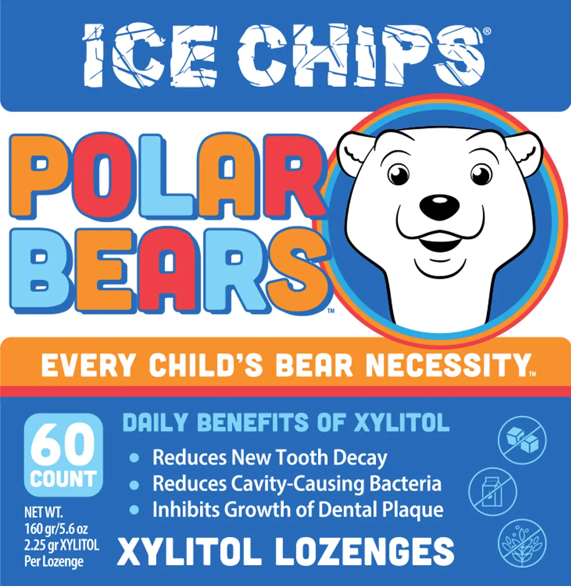 ICE CHIPS Polar Bears Candy - 60 Count Xylitol Lozenges - Cherry Blue ...