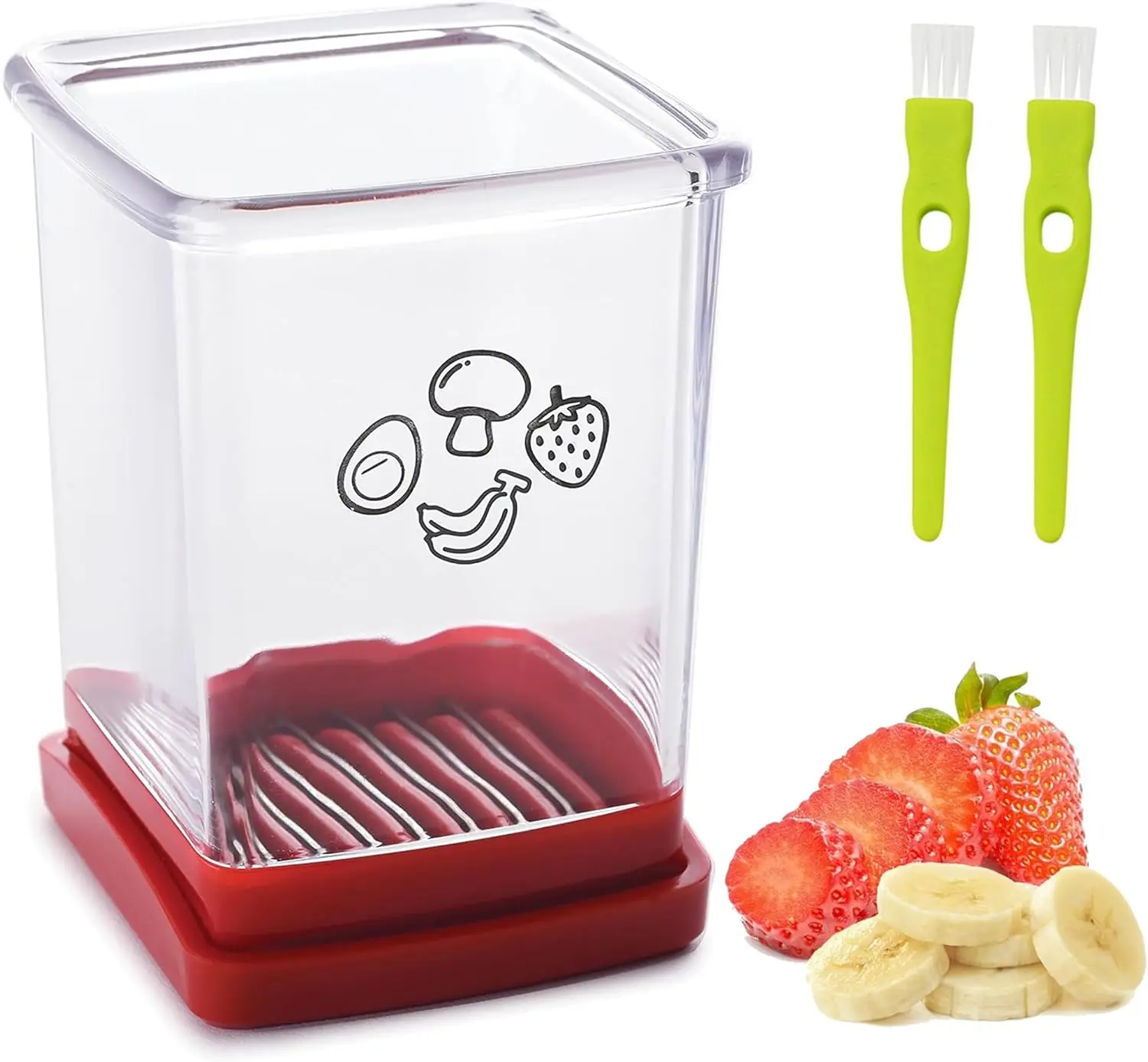 Cup Slicer Fruit Strawberry Cutter: Strawberry Slicer with Push Plate- Stainless Steel Cup Slice Quickly Making Fruit Egg Banana Kitchen Utensils
