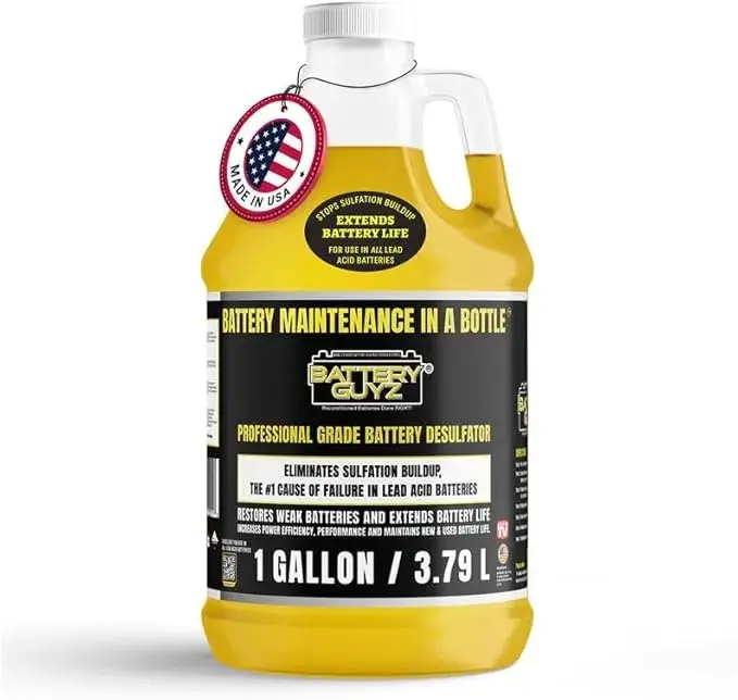 Battery Guyz Lead Acid Desulfator - Extends Life, Restores Weak Batteries, Universal Fit for Golf Cart & All Lead Acid Types (48V/12V/8V/6V), 1 Gal (3.78L) Refill Solution, As Seen On TV