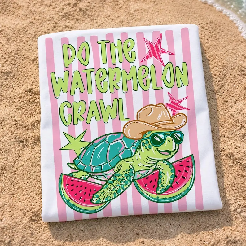 Comfort Colors Do the Watermelon Crawl Shirt, Striped Turtle Summer Shirt, Preppy Turtle Shirt, Summer Fruit Tee, Cowboy Turtle Shirt, Vacation Shirt, Turtle T-Shirt